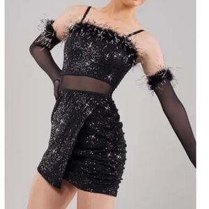 Elegant Black Sequin Dance Costume